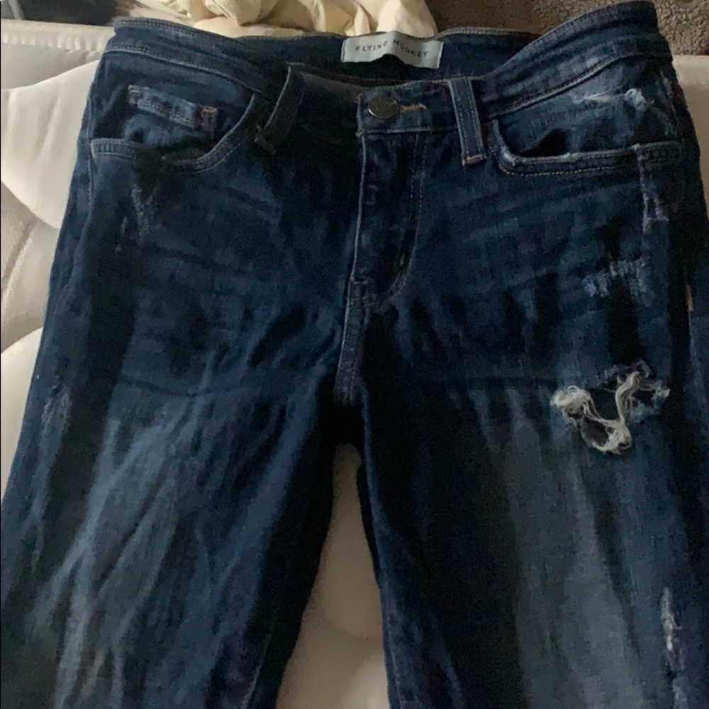Stressed mid rise skinny jeans
